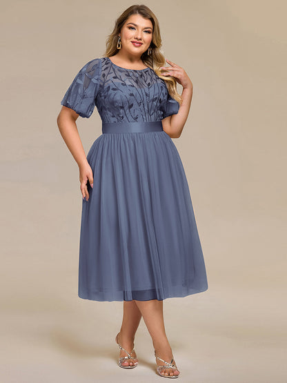 ever TAYLOR|Sequin Leaf Mesh Midi Party Dress