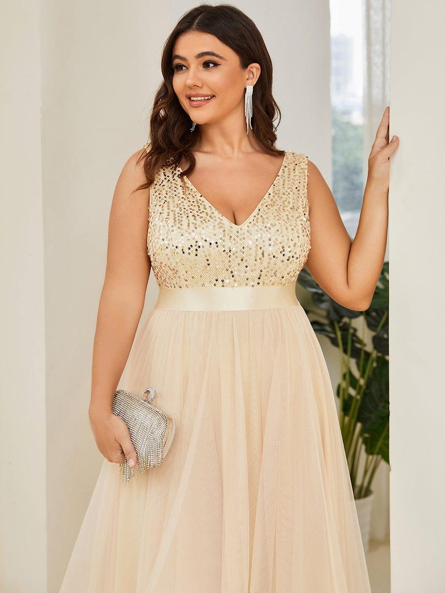 ever CALLIE|Sequin Bodice Tulle High-Low Evening Dress with Ribbon Waist