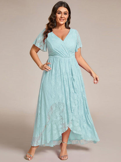 pretty ELISE|Plus Size Ruffled Lace Formal Evening Dress