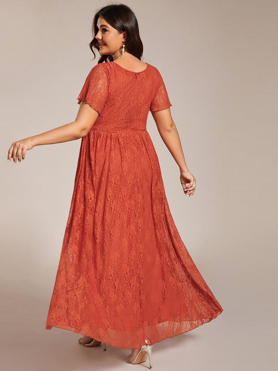 ever ELISE|Pleated V-Neck Lace Formal Evening Dress