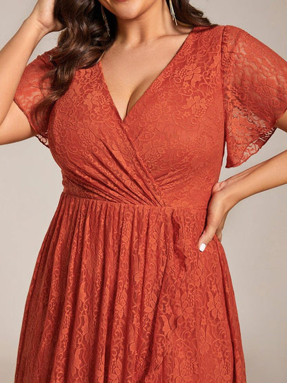 ever ELISE|Short Sleeve Ruffled Lace Mother of the Bride Dress