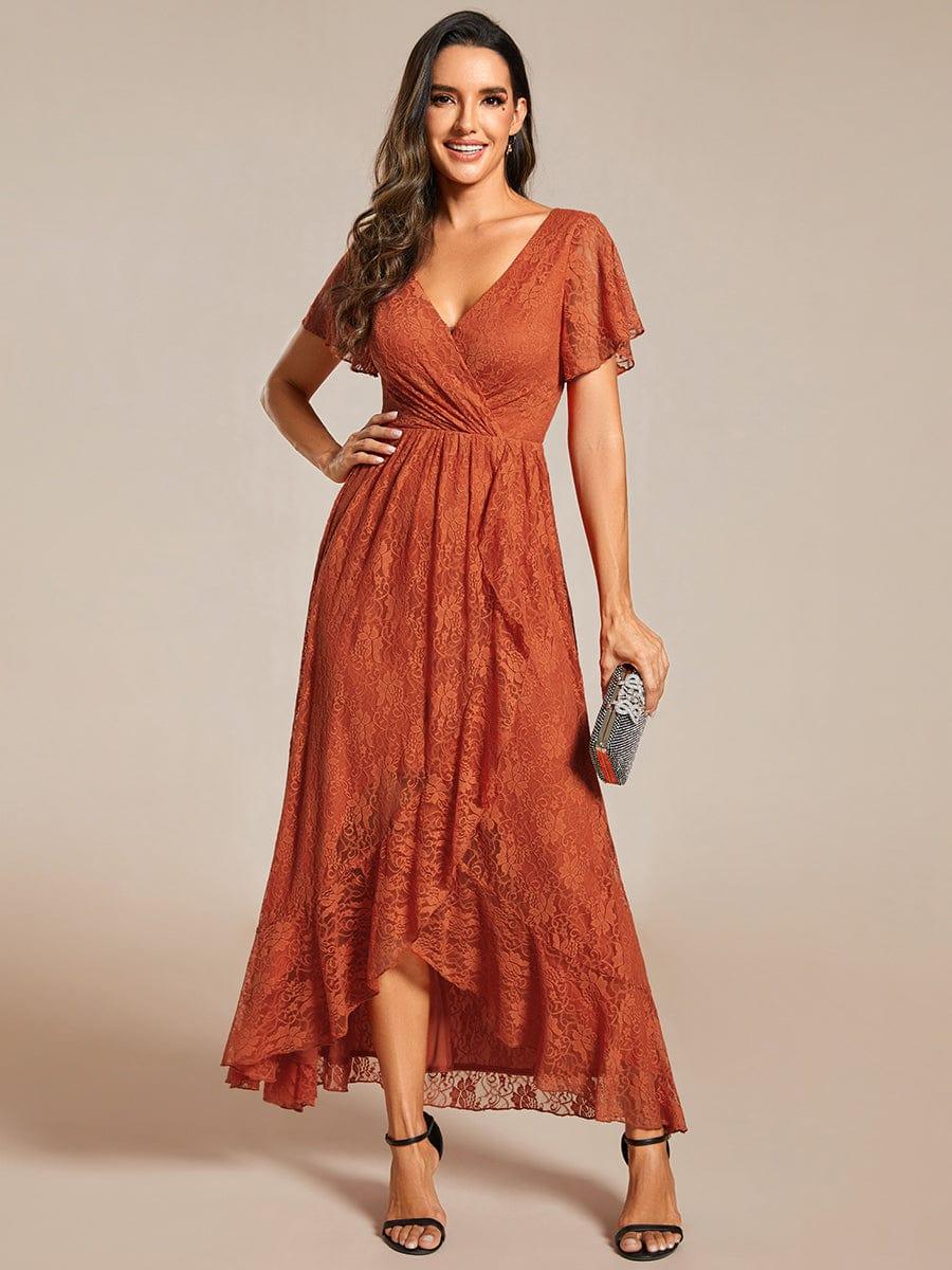 ever ELISE|Short Sleeve Ruffled Lace Mother of the Bride Dress