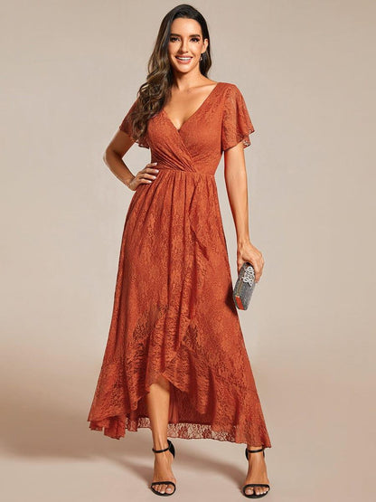 ever ELISE|Short Sleeve Ruffled Lace Mother of the Bride Dress