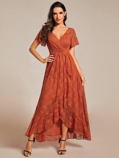 ever ELISE|Short Sleeve Ruffled Lace Mother of the Bride Dress