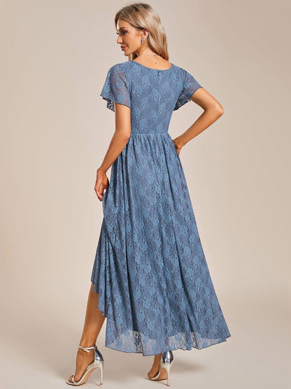 ever ELISE|Pleated V-Neck Lace Formal Evening Dress