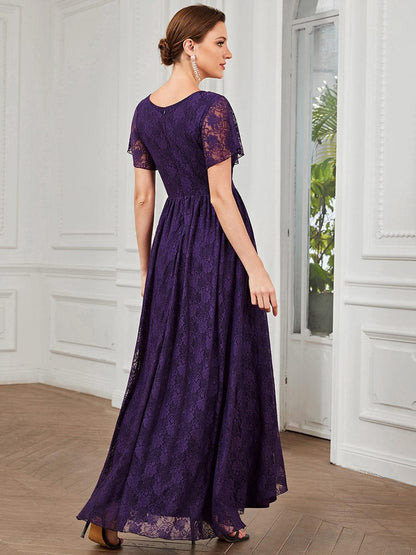 ever ELISE|Short Sleeve Ruffled Lace Mother of the Bride Dress
