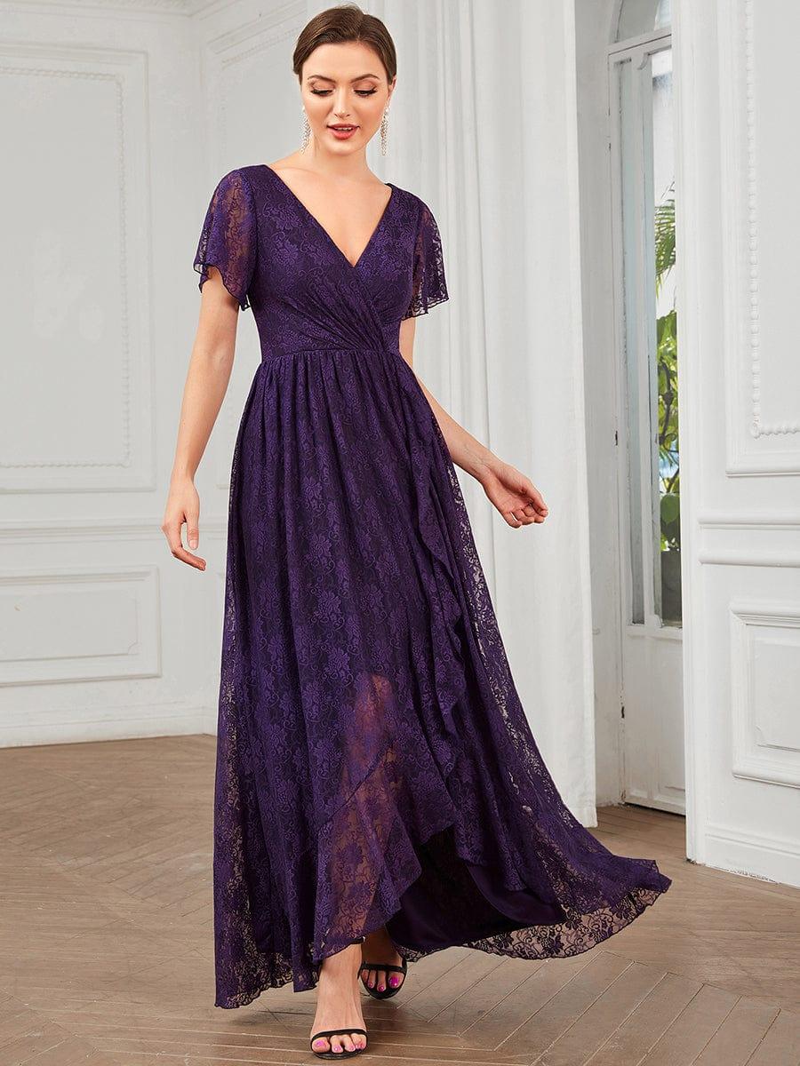 ever ELISE|Short Sleeve Ruffled Lace Mother of the Bride Dress