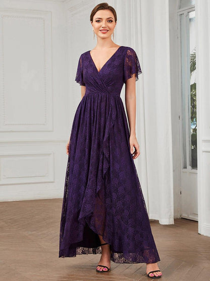 ever ELISE|Short Sleeve Ruffled Lace Mother of the Bride Dress