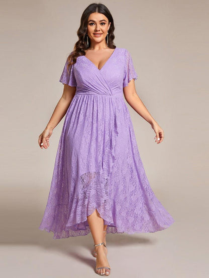 pretty ELISE|Plus Size Ruffled Lace Formal Evening Dress