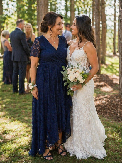 ever ELISE|Short Sleeve Ruffled Lace Mother of the Bride Dress