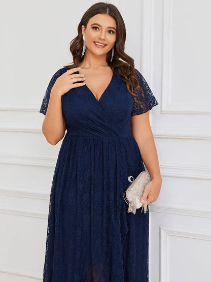 ever ELISE|Short Sleeve Ruffled Lace Mother of the Bride Dress