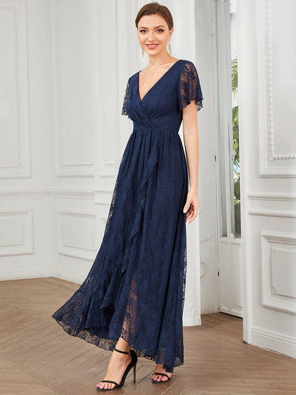 ever ELISE|Short Sleeve Ruffled Lace Mother of the Bride Dress