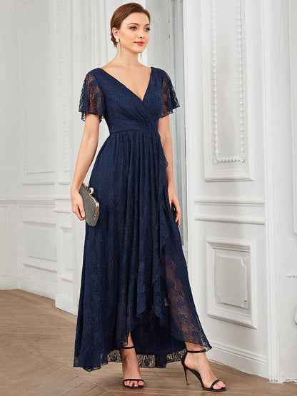 ever ELISE|Short Sleeve Ruffled Lace Mother of the Bride Dress
