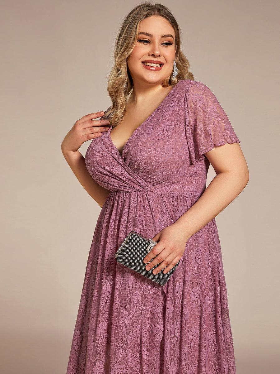 ever ELISE|Short Sleeve Ruffled Lace Mother of the Bride Dress