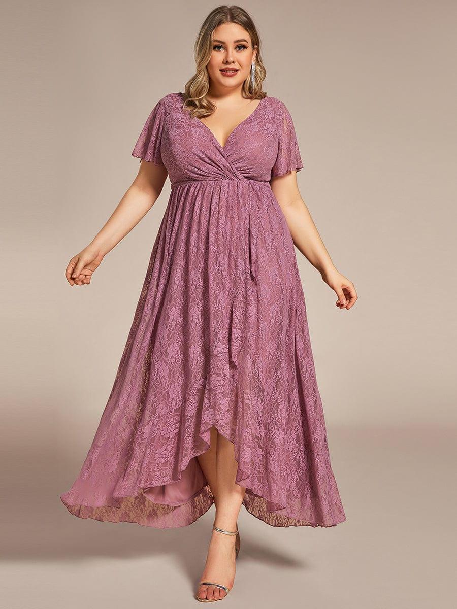 ever ELISE|Short Sleeve Ruffled Lace Mother of the Bride Dress