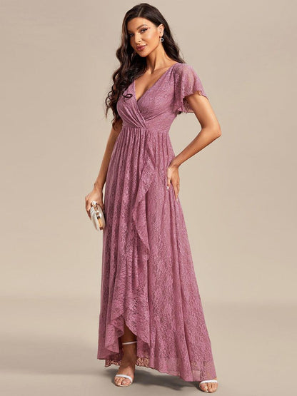 ever ELISE|Short Sleeve Ruffled Lace Mother of the Bride Dress