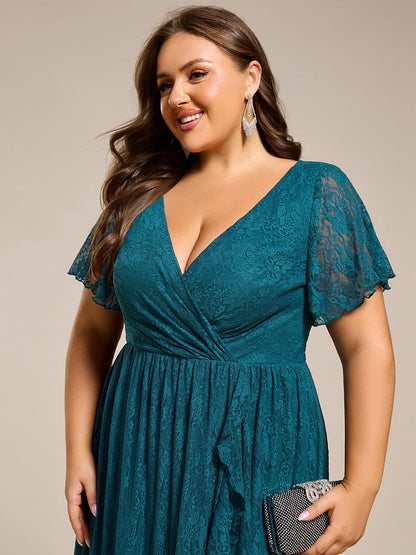 ever ELISE|Short Sleeve Ruffled Lace Mother of the Bride Dress