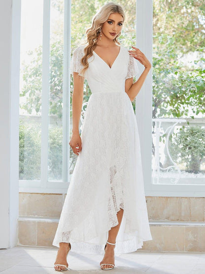 ever ELISE|Short Sleeve Ruffled Lace Mother of the Bride Dress