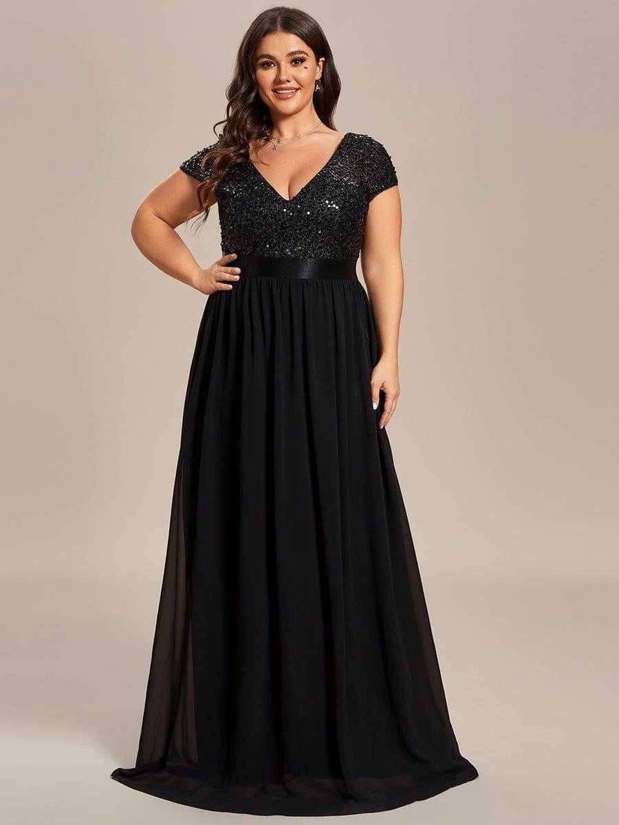 ever MIRAGE|Empire Waist V-Neck Cap Sleeve Chiffon Formal Evening Dress