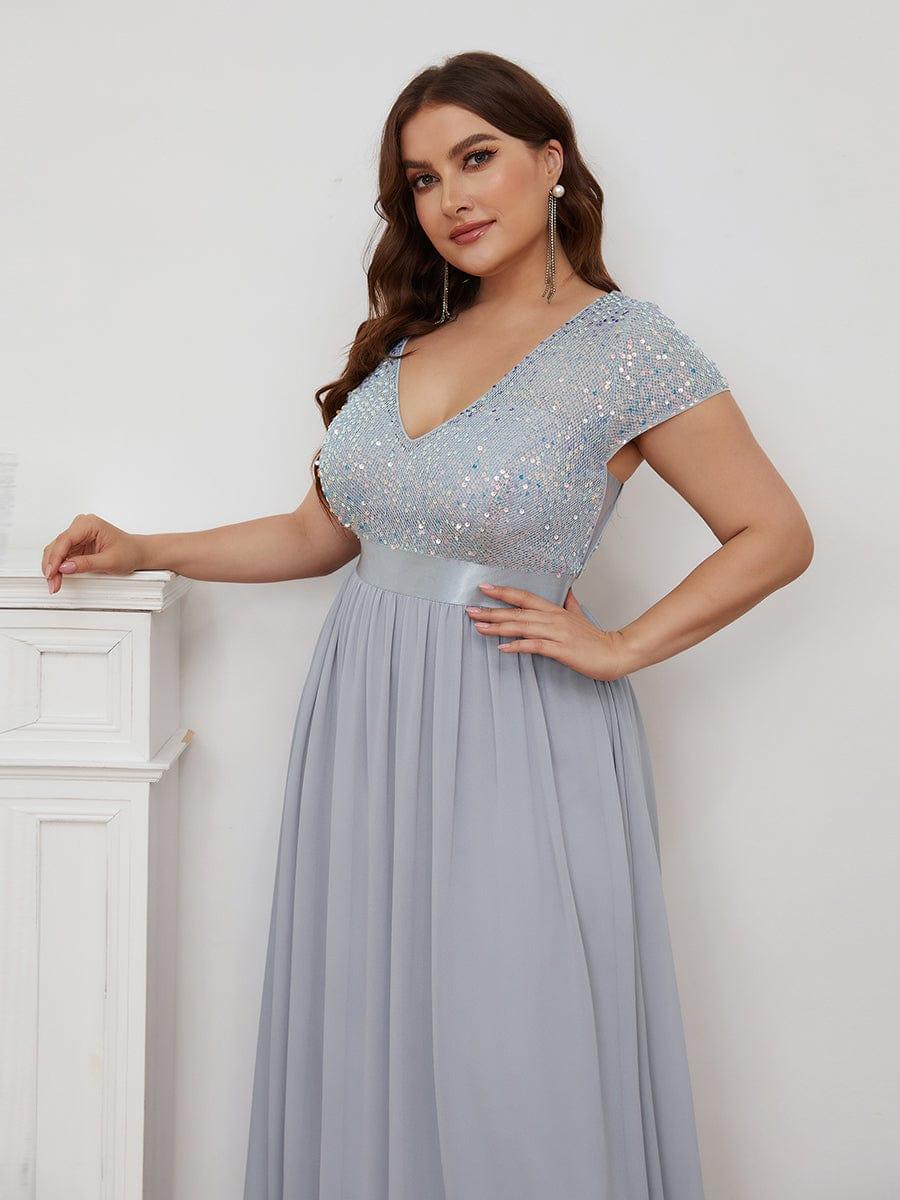 ever MIRAGE|Empire Waist V-Neck Cap Sleeve Chiffon Formal Evening Dress