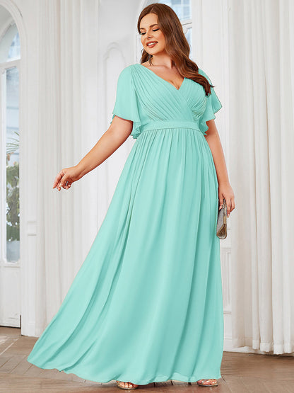 ever LEORA|A-Line Pleated Chiffon Tie-Waist Bridesmaid Dress