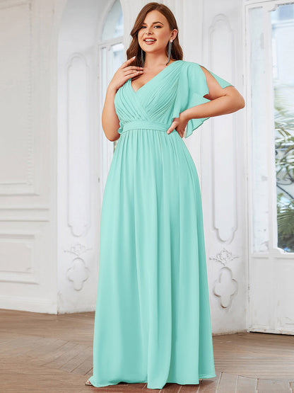 ever LEORA|A-Line Pleated Chiffon Tie-Waist Bridesmaid Dress