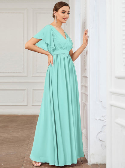 ever LEORA|A-Line Pleated Chiffon Tie-Waist Bridesmaid Dress