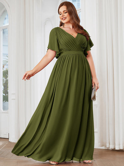 ever LEORA|A-Line Pleated Chiffon Tie-Waist Bridesmaid Dress
