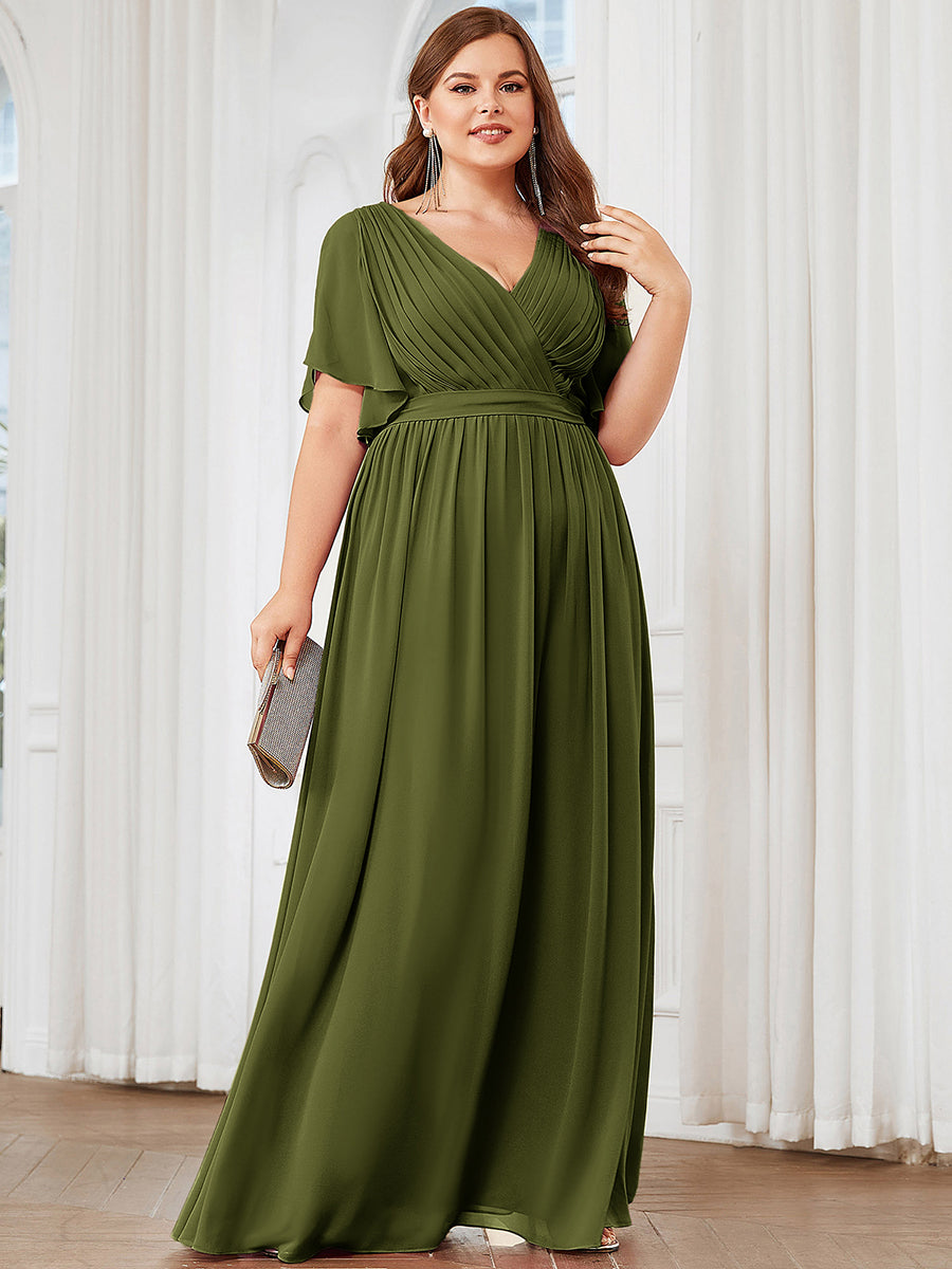 ever LEORA|A-Line Pleated Chiffon Tie-Waist Bridesmaid Dress