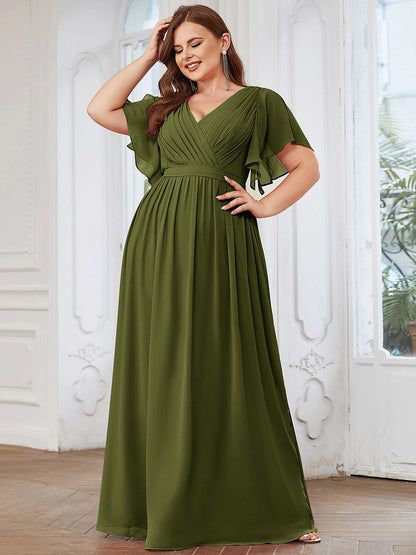 ever LEORA|A-Line Pleated Chiffon Tie-Waist Bridesmaid Dress