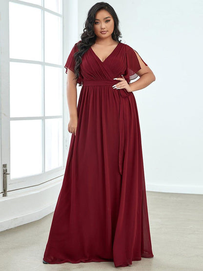 ever LEORA|Flowy Pleated A-Line Chiffon Tie-Waist Bridesmaid Dress