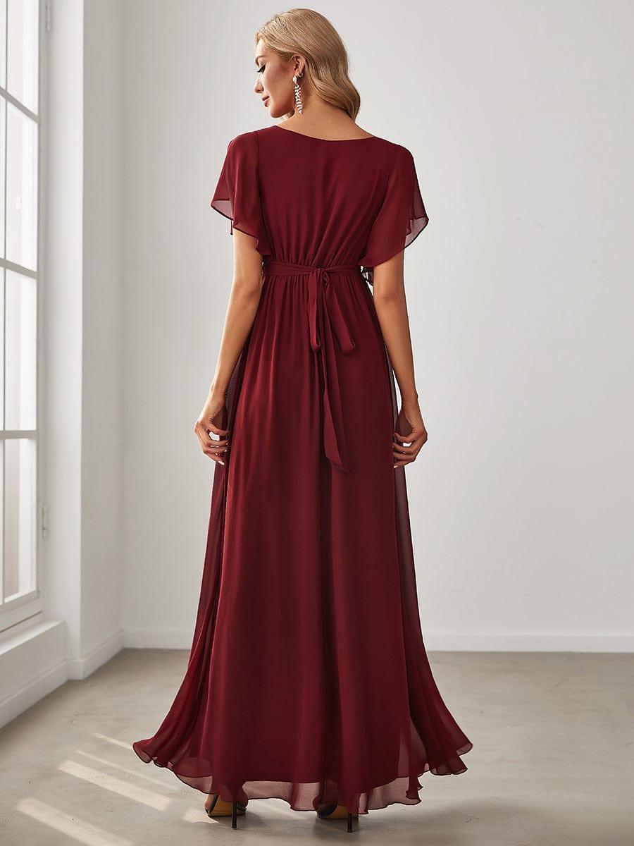 ever LEORA|Flowy Pleated A-Line Chiffon Tie-Waist Bridesmaid Dress