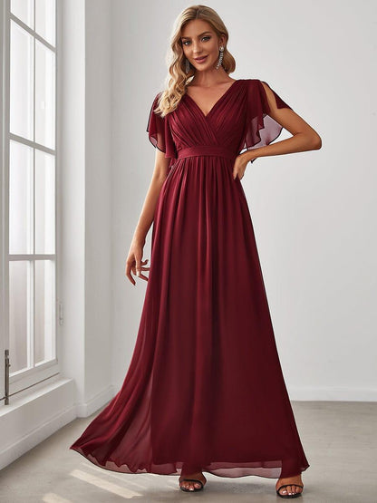 ever LEORA|Flowy Pleated A-Line Chiffon Tie-Waist Bridesmaid Dress