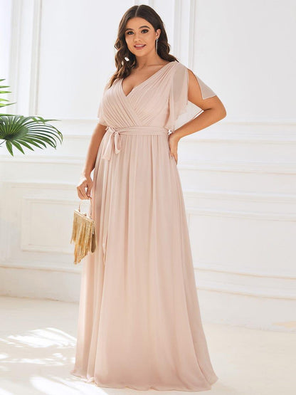 ever LEORA|A-Line Pleated Chiffon Tie-Waist Wedding Guest Dress