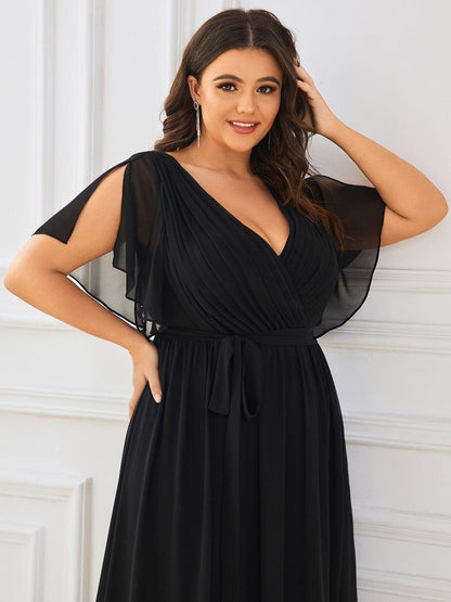 ever LEORA|Flowy Pleated A-Line Chiffon Tie-Waist Bridesmaid Dress