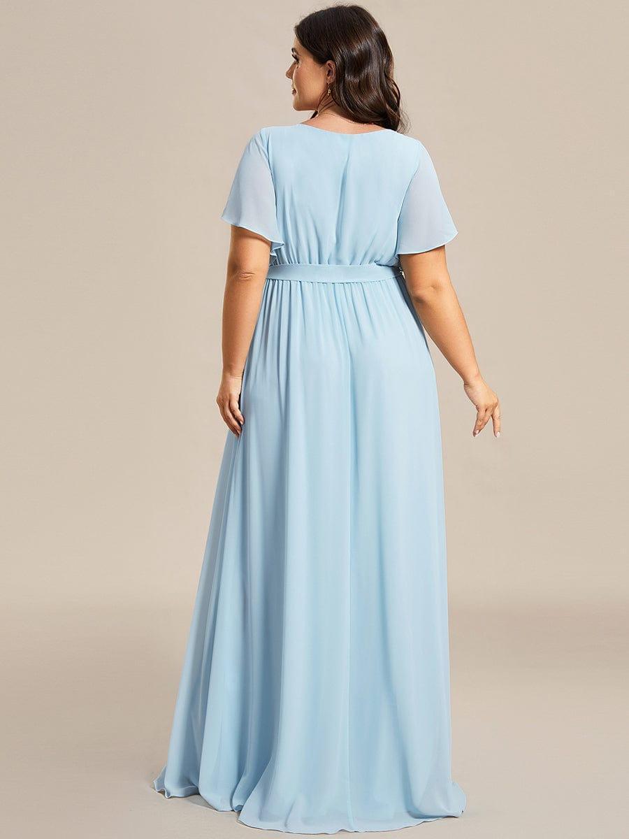 pretty LEORA|Plus Size Pleated Tie-Waist Chiffon Bridesmaid Dress