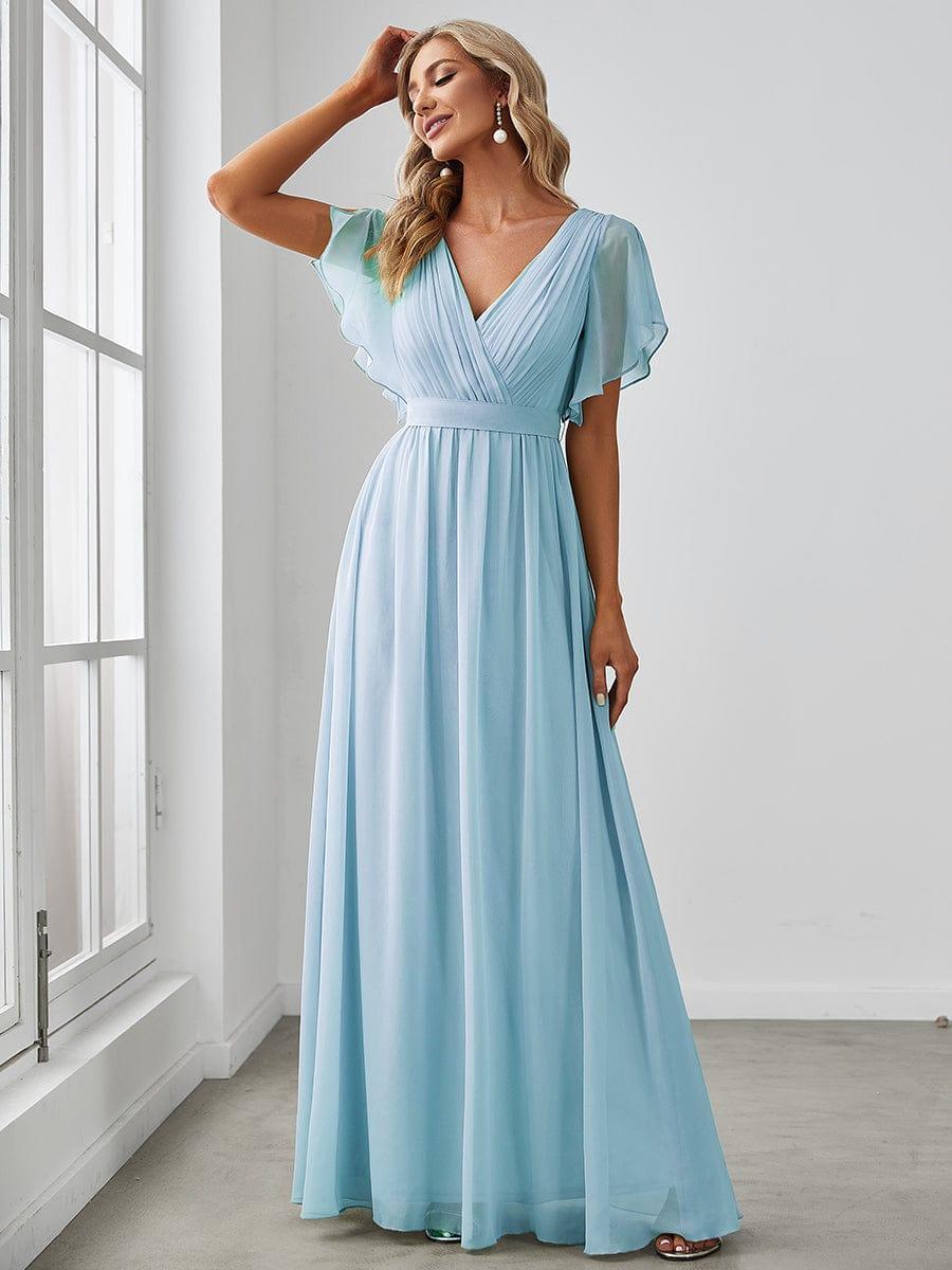 ever LEORA|Flowy Pleated A-Line Chiffon Tie-Waist Bridesmaid Dress