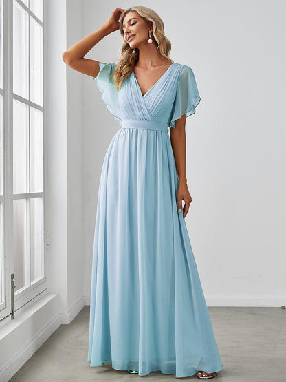 ever LEORA|Flowy Pleated A-Line Chiffon Tie-Waist Bridesmaid Dress