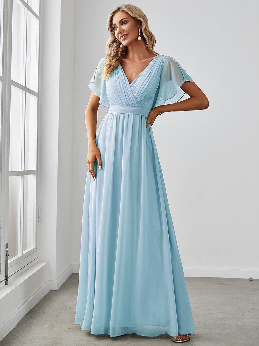 ever LEORA|Flowy Pleated A-Line Chiffon Tie-Waist Bridesmaid Dress