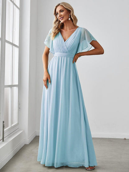 ever LEORA|Flowy Pleated A-Line Chiffon Tie-Waist Bridesmaid Dress