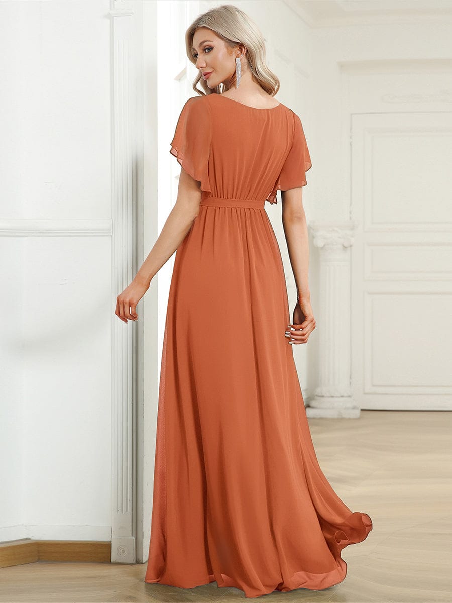 ever LEORA|Flowy Pleated A-Line Chiffon Tie-Waist Bridesmaid Dress