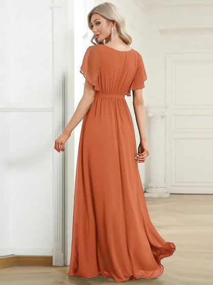ever LEORA|Flowy Pleated A-Line Chiffon Tie-Waist Bridesmaid Dress