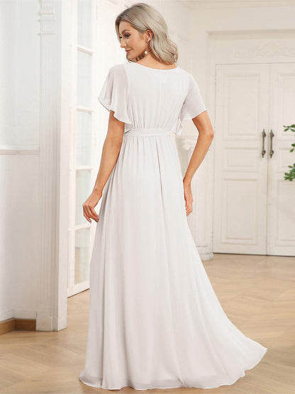 ever LEORA|A-Line Pleated Chiffon Tie-Waist Bridesmaid Dress