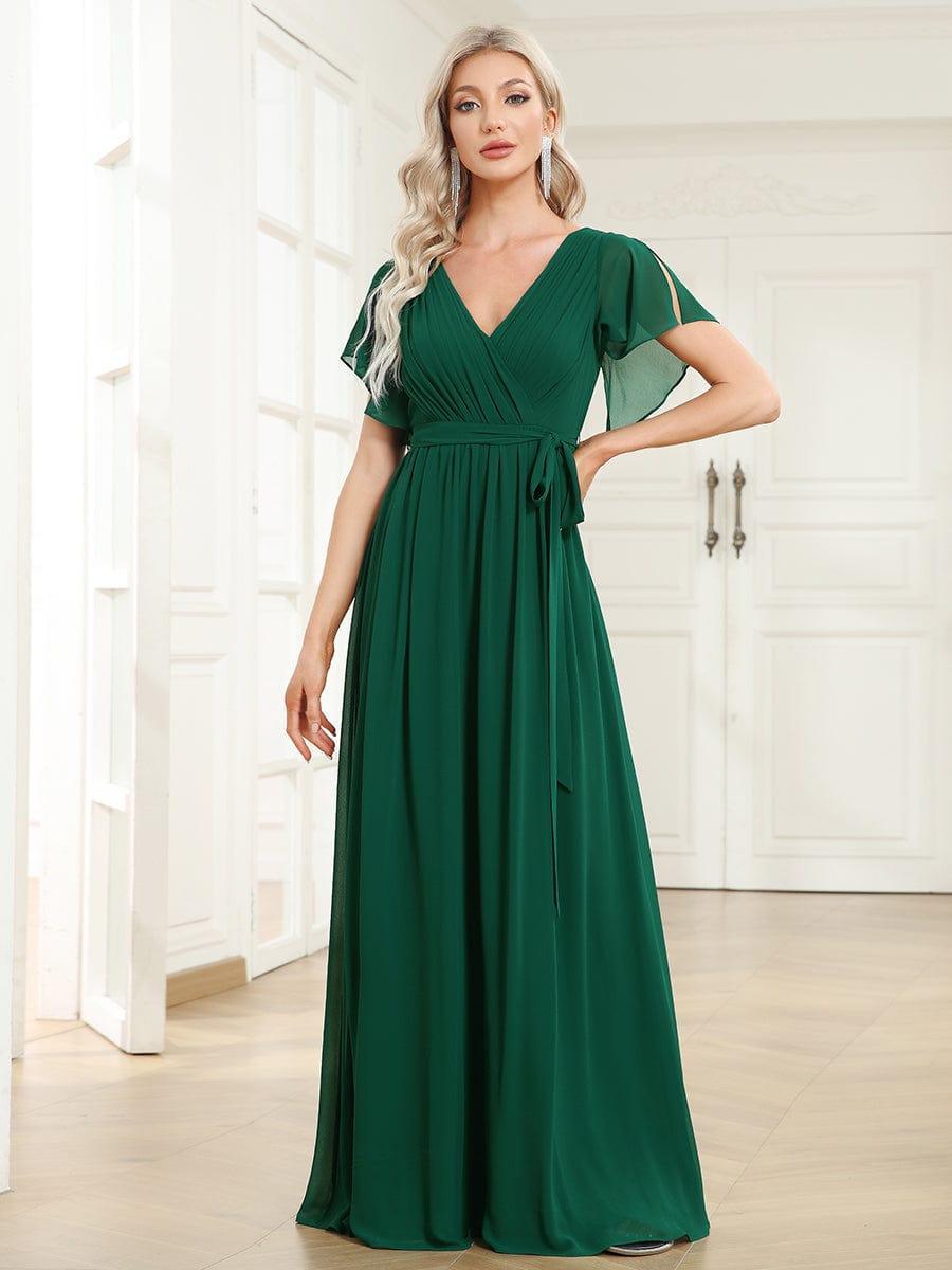 ever LEORA|Flowy Pleated A-Line Chiffon Tie-Waist Bridesmaid Dress