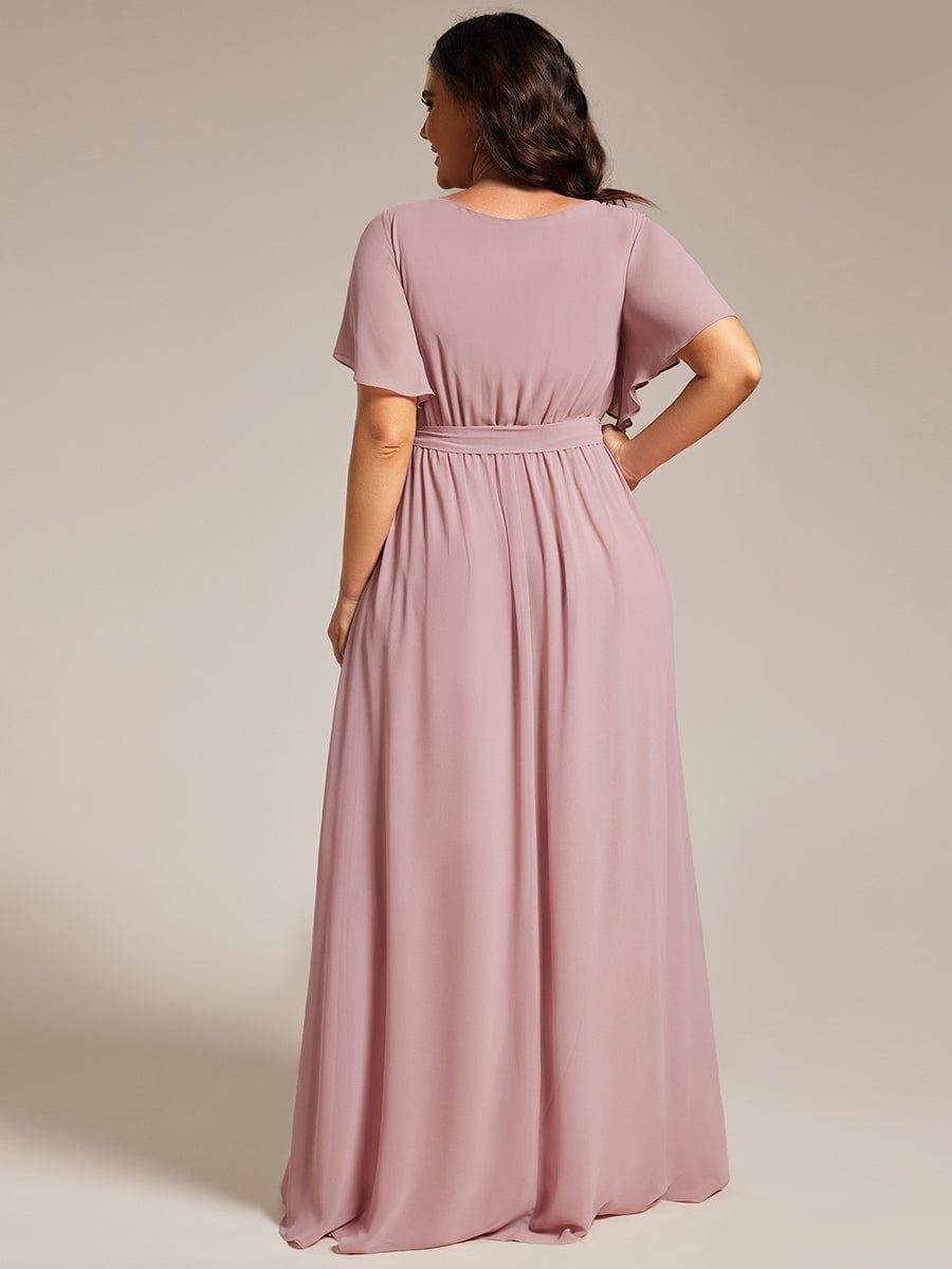pretty LEORA|Plus Size Chiffon Tie-Waist Evening Dress