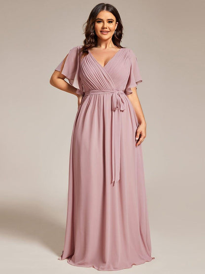 ever LEORA|Flowy Pleated A-Line Chiffon Tie-Waist Bridesmaid Dress