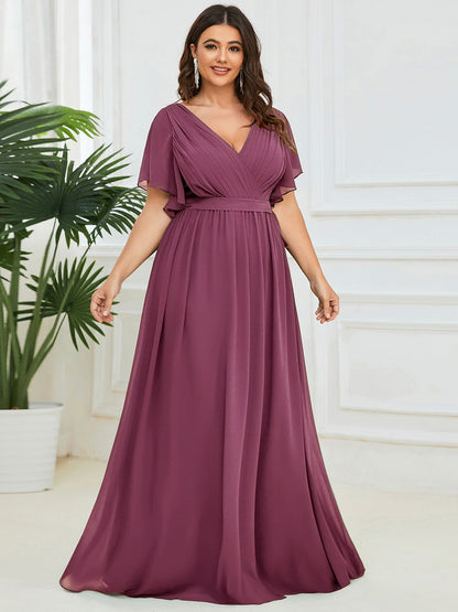 ever LEORA|A-Line Pleated Chiffon Tie-Waist Bridesmaid Dress