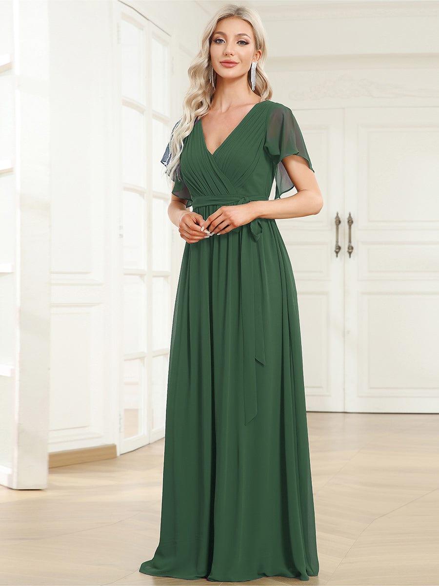 ever LEORA|Flowy Pleated A-Line Chiffon Tie-Waist Bridesmaid Dress
