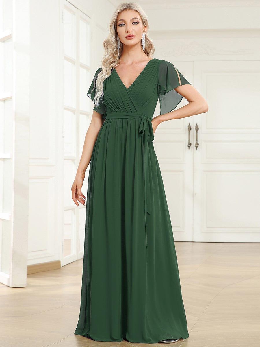 ever LEORA|Flowy Pleated A-Line Chiffon Tie-Waist Bridesmaid Dress