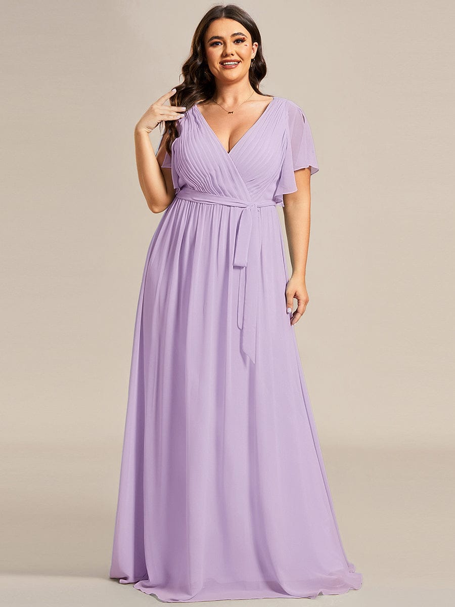ever LEORA|A-Line Pleated Chiffon Tie-Waist Bridesmaid Dress